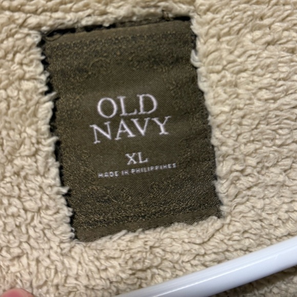 Old Navy Vtg Faux Seude Sherpa Lined Shearling Jacket womens XL brown Y2K button - Picture 9 of 12